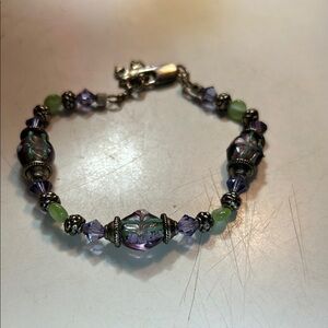 Vibrant Purple and Green Beaded Bracelet